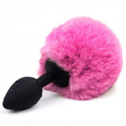 Black Plug with Pink Pompom S