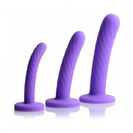 Set x 3 Dildos Silicona Lila Tri-Play para Arnés