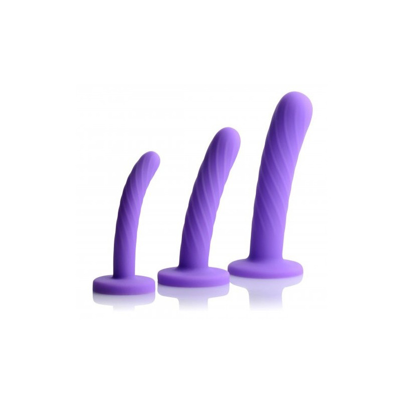 Set x 3 Dildos Silicona Lila Tri-Play para Arnés