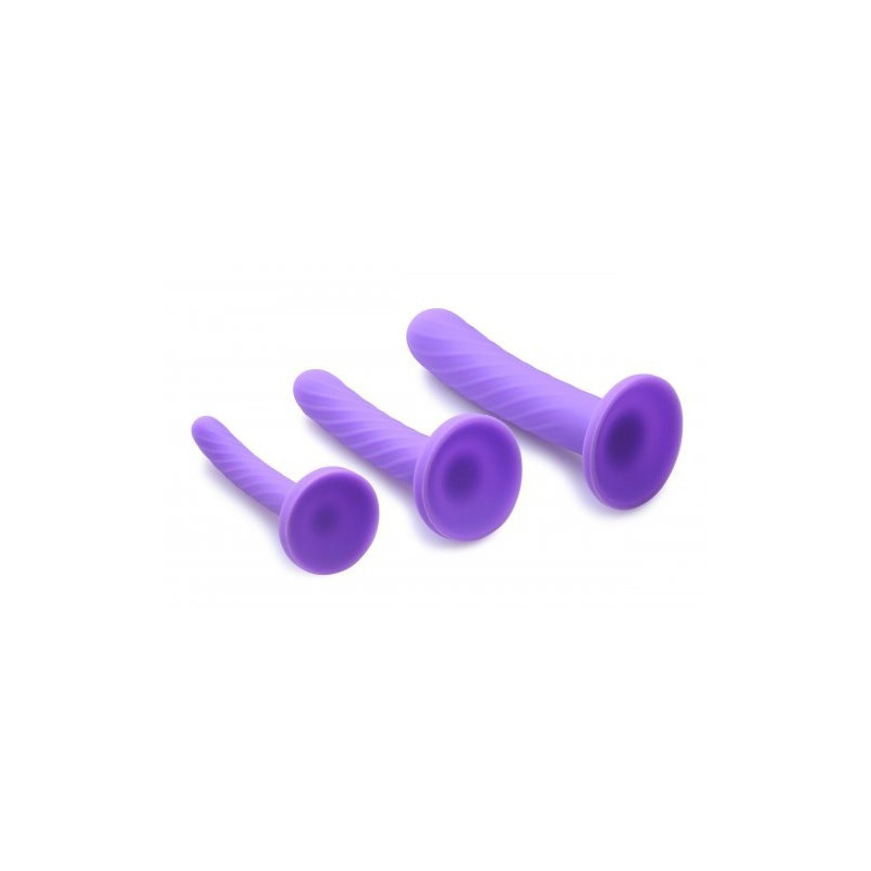 Set x 3 Dildos Silicona Lila Tri-Play para Arnés