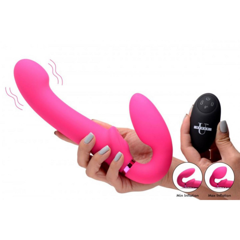 Arnés Inflable Doble con Mando y Pulsatorio Clítoris USB Rosa