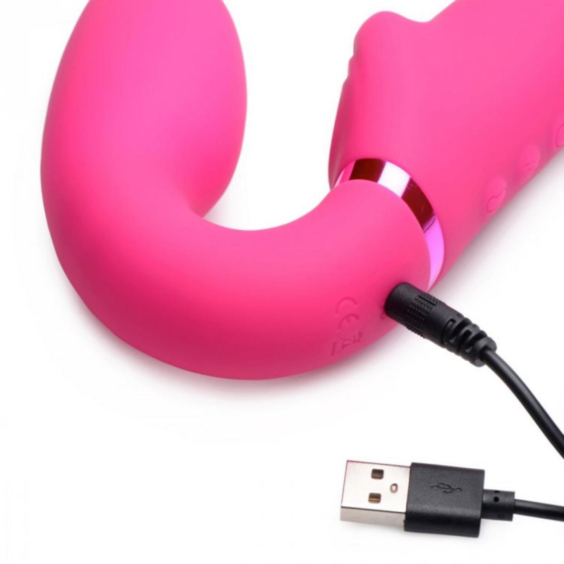 Arnés Inflable Doble con Mando y Pulsatorio Clítoris USB Rosa