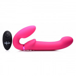 Double Inflatable Harness with Knob and Pulse Clitoral USB Pink