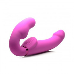 Arnés Inflable para Mujer USB Vibrador con Mando Rosa