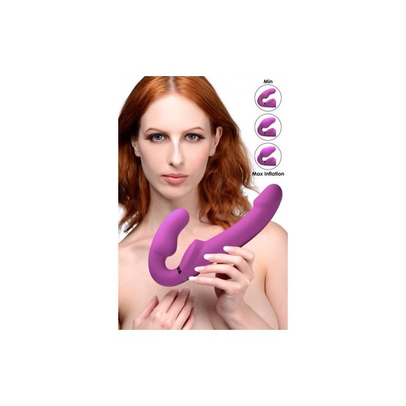 Arnés Inflable para Mujer USB Vibrador con Mando Rosa