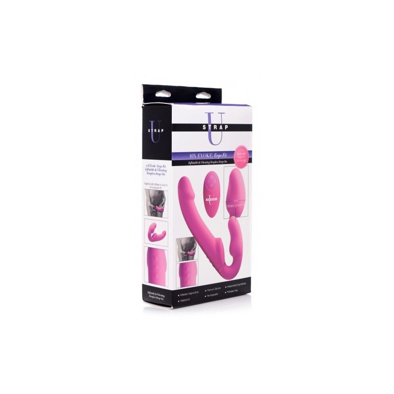 Arnés Inflable para Mujer USB Vibrador con Mando Rosa