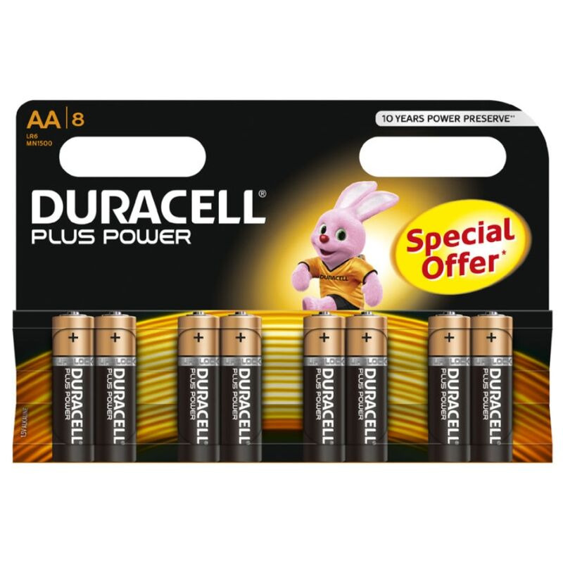 Pilas Duracel Plus Power Alcalina AA 8 Uds