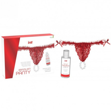 Brazilian Panty Rojo y Lubricante Fresa