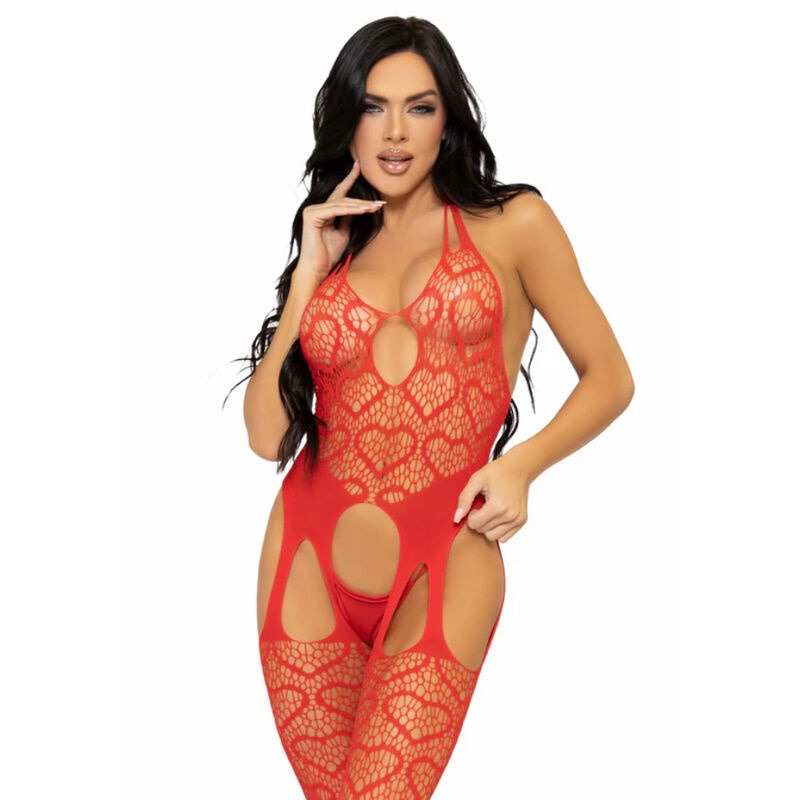 Leg Avenue Bodystocking Tipo Liguero Rojo