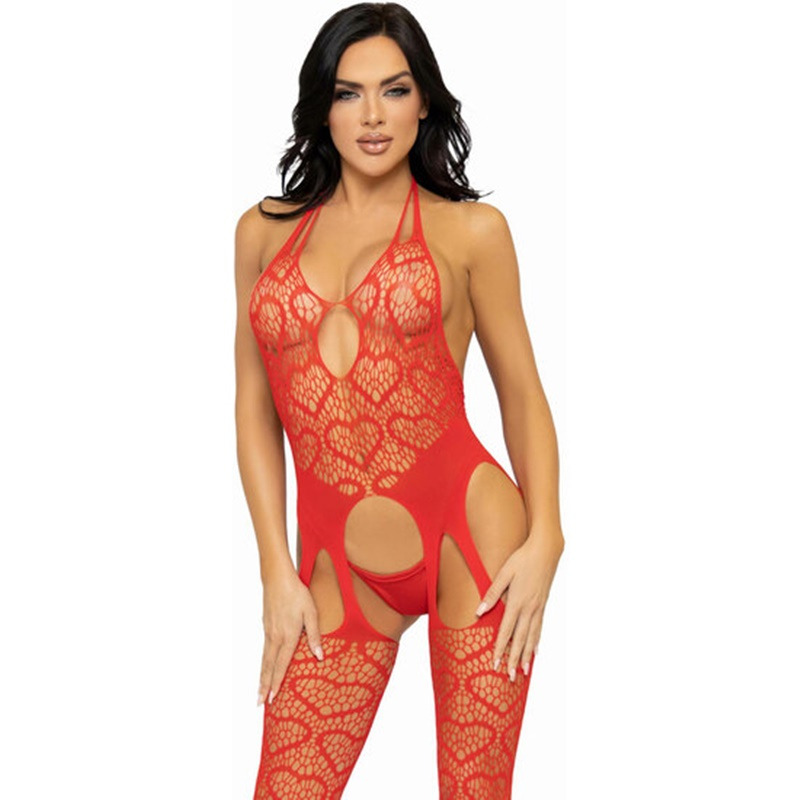 Leg Avenue Bodystocking Tipo Liguero Rojo