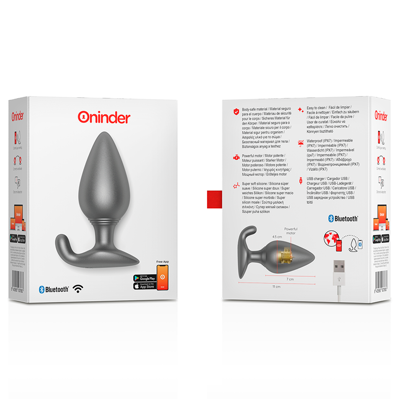 Oninder Plug Anal Vibrador con App Negro