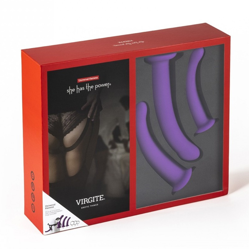 Arnés con Set Dildos Morados Tallas S / M / L