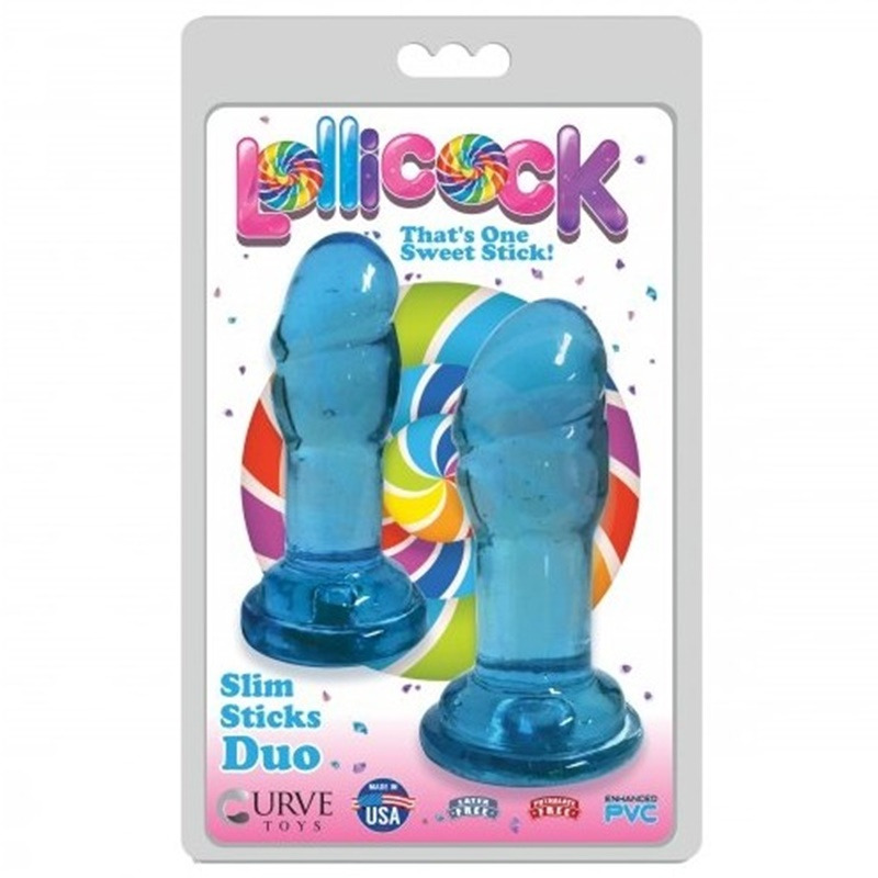 Set 2 Dildos Slim Stick con Ventosa Azul