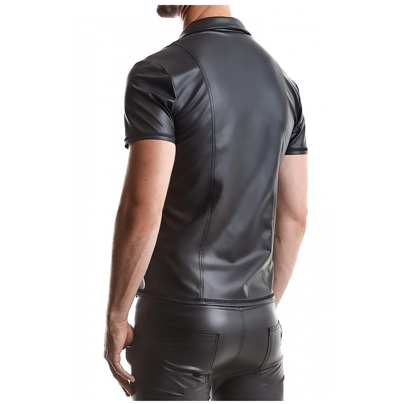 Remo Camisa Cremallera Wetlook Negra