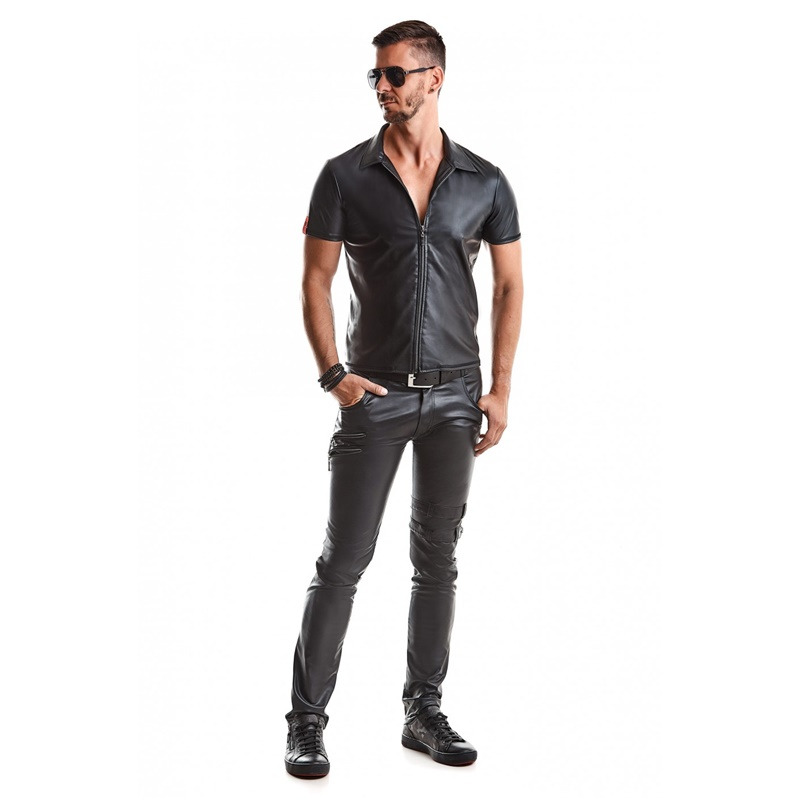 Remo Camisa Cremallera Wetlook Negra