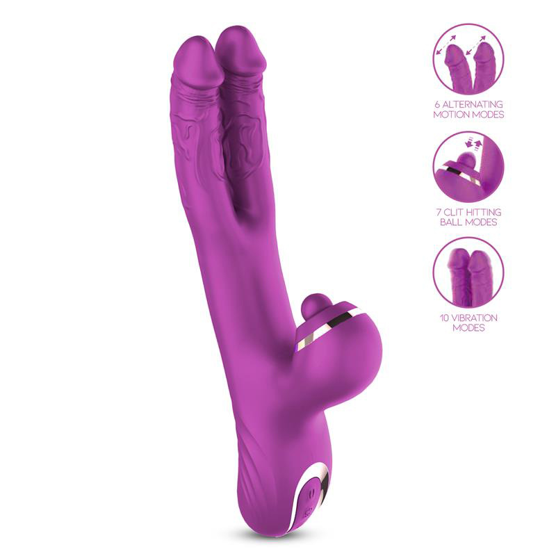 Nico Vibrador con Dildos Alternantes y Bola Percutora