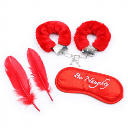 Set de 3 Piezas Antifaz, Plumas y Esposas