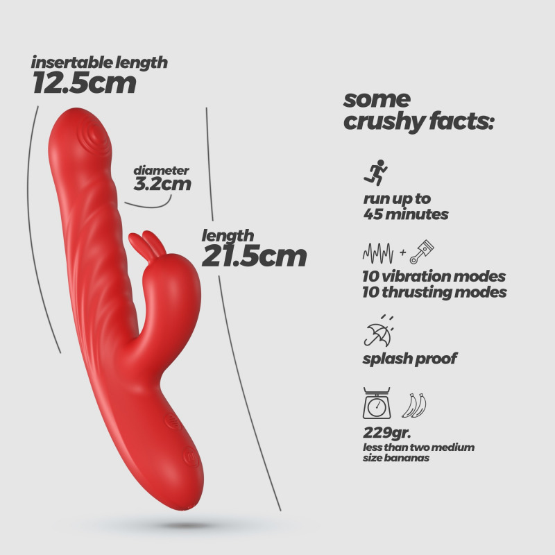 Lapin Vibrador Conejo con Empuje Rojo