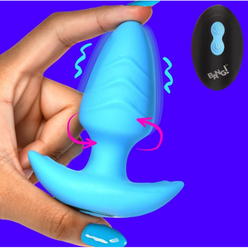 Plug Vibrador y Rotador con Mando USSB Azul