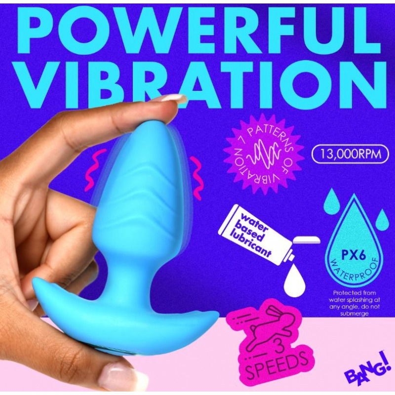 Plug Vibrador y Rotador con Mando USSB Azul
