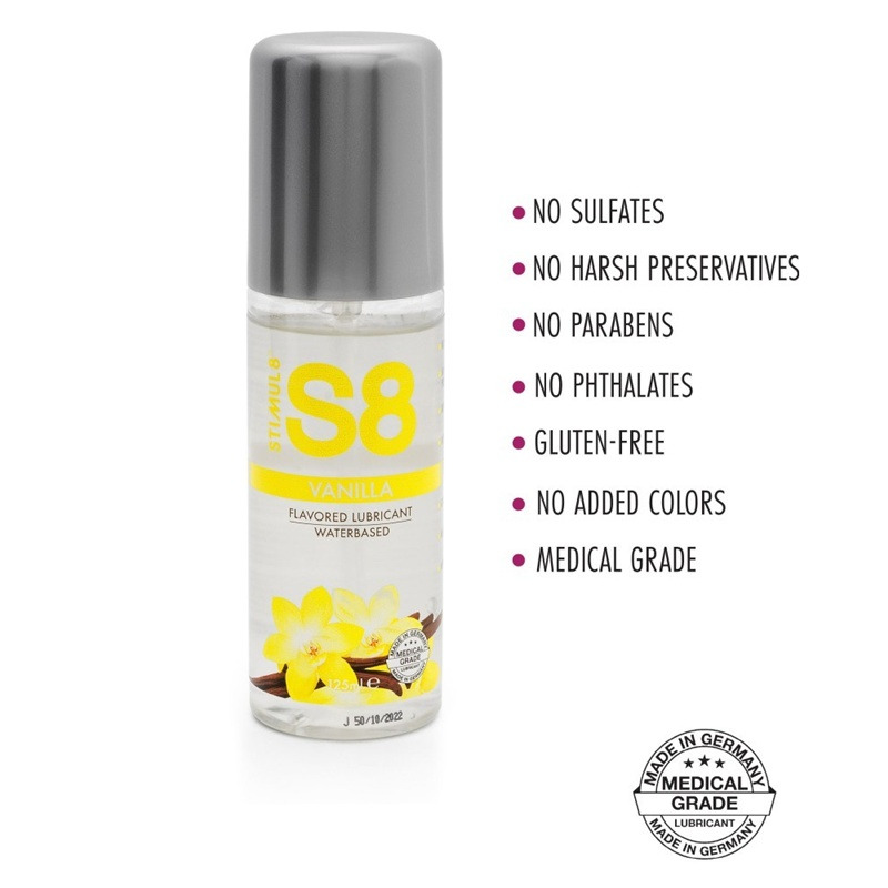 S8 Lubricante Base Agua 125 ml Vainilla