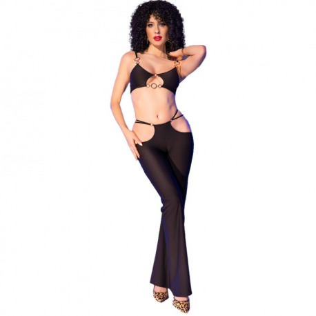 Set Top Negro y Leggins con Complementos Dorados CR 4851