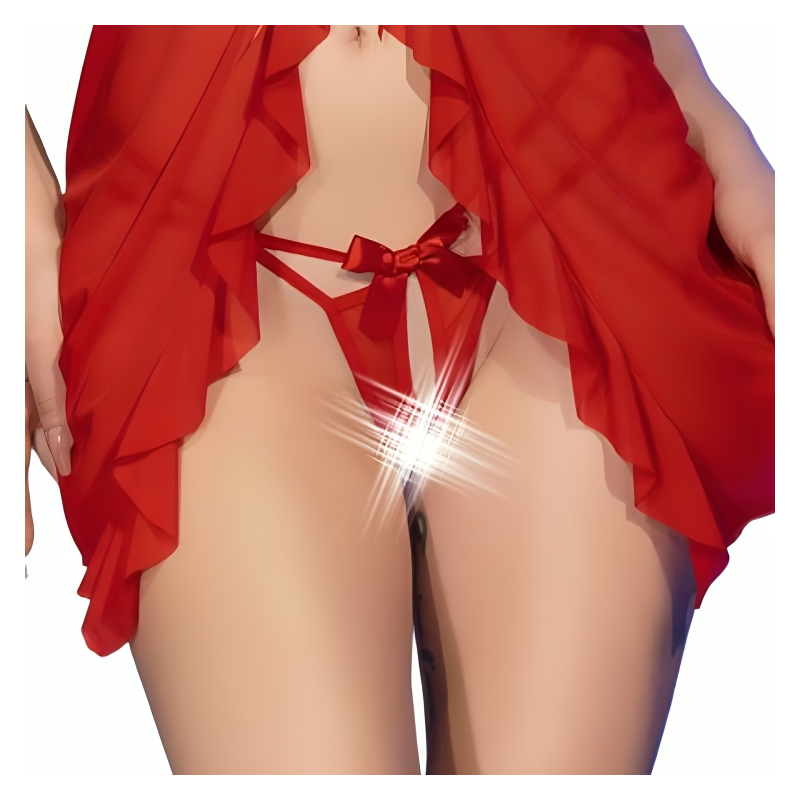 Babydoll & Tanga Crotchless Rojo CR 4696