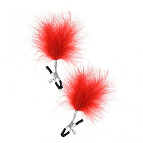 Pinzas Regulables Plumas Pompon Roja