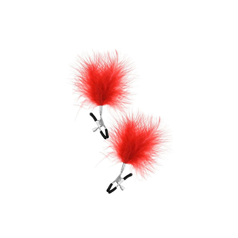 Pinzas Regulables Plumas Pompon Roja