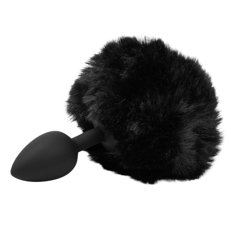 Plug Pompón Silicona Negro S