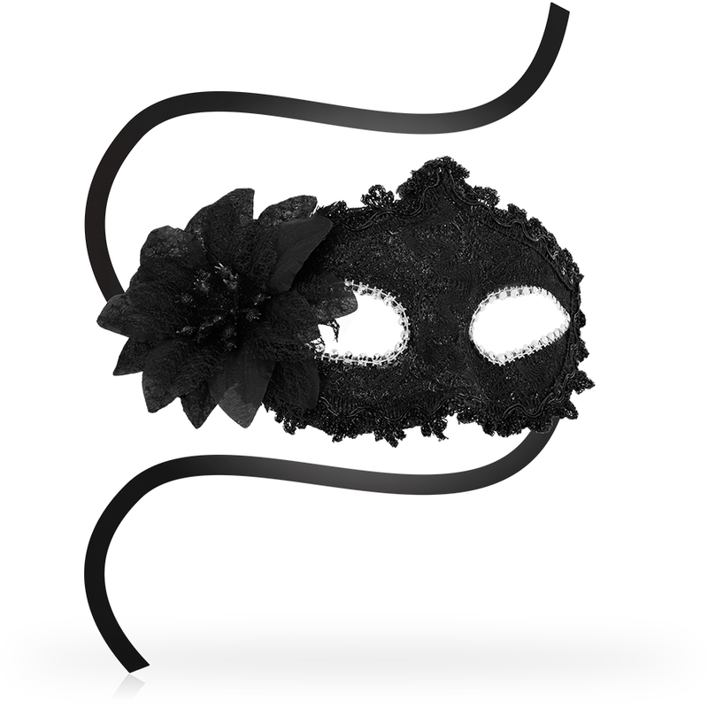 Masks Antifaz Estilo Veneciano Flor Lateral Negra