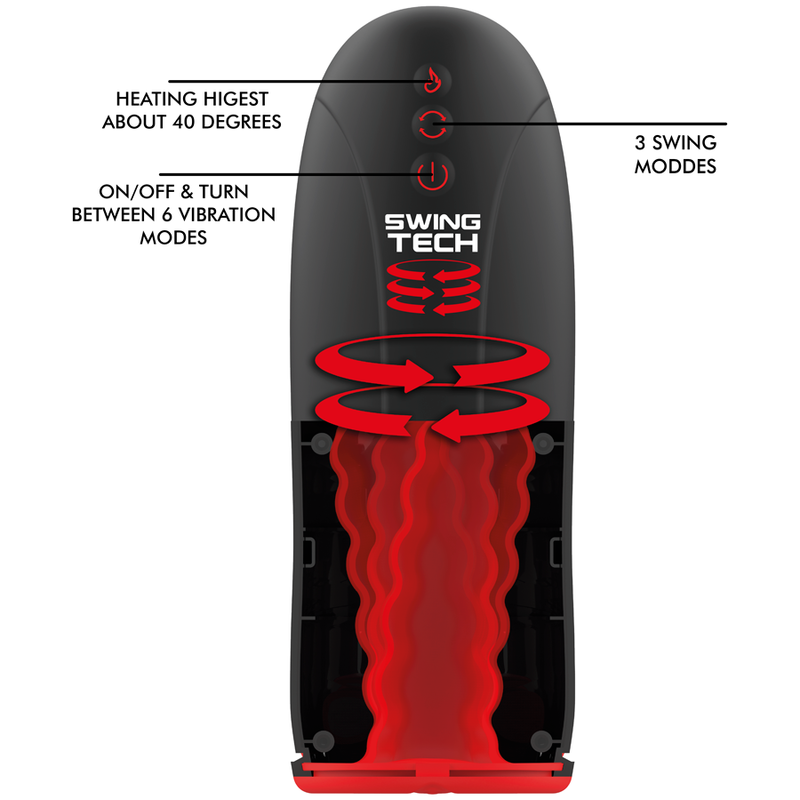 Swing-R Masturbador de Calor, Oscilación y Vibración