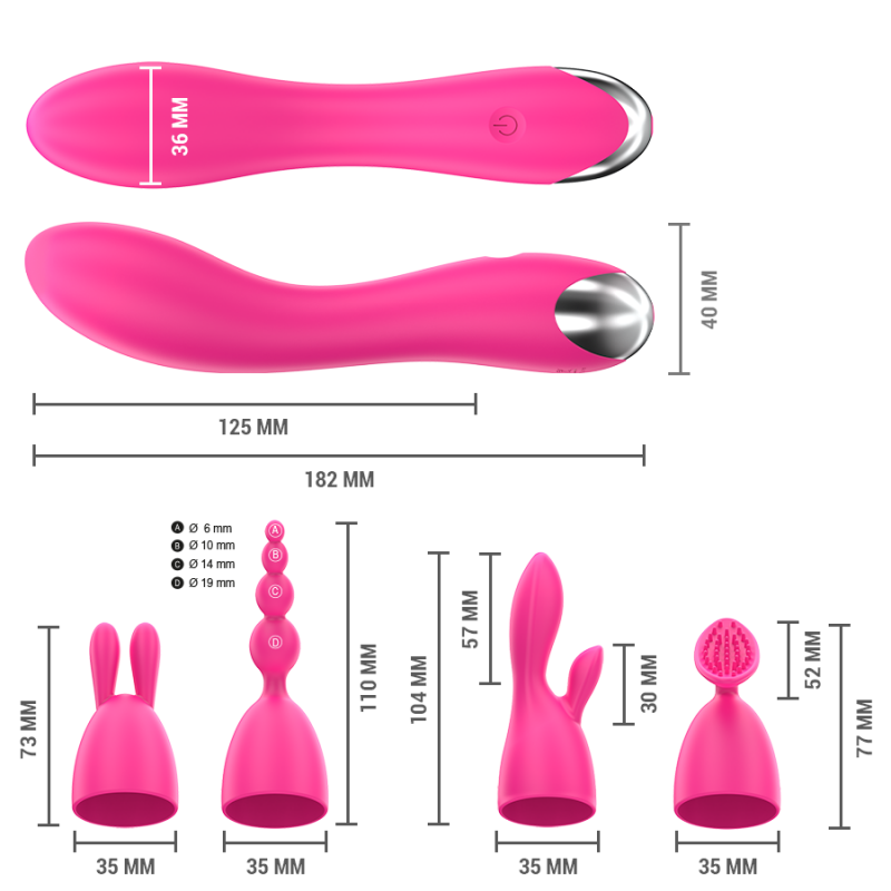 Cher Vibrador con Cabezales Intercambiables