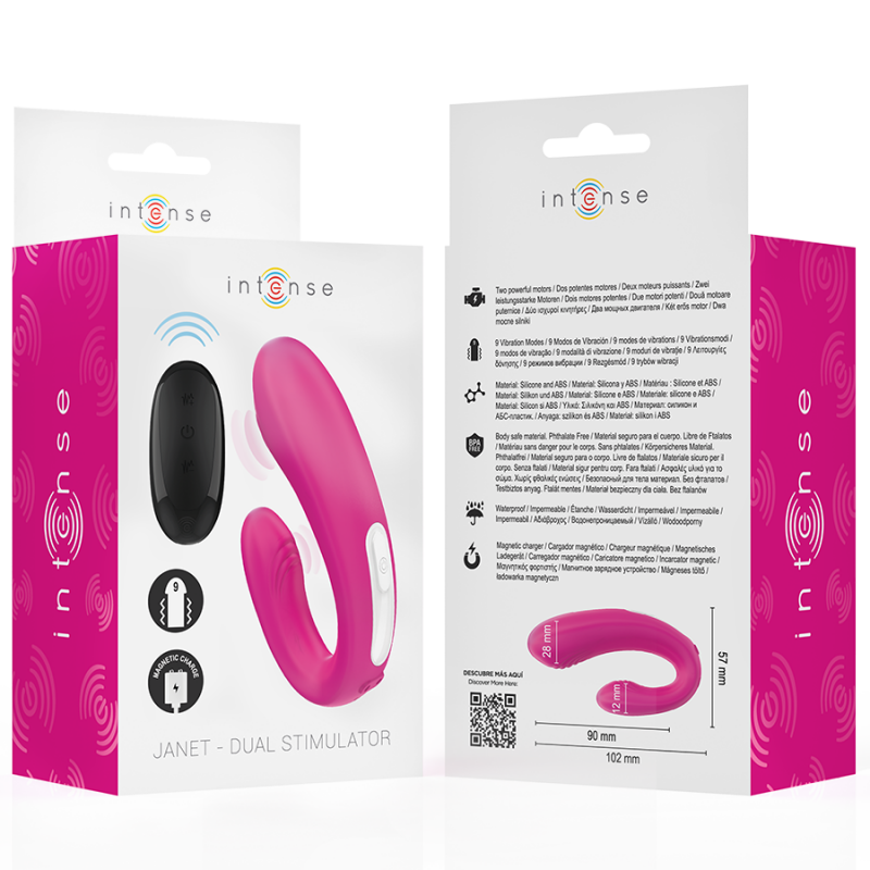 Janet Estimulador y Vibrador Dual con Control Remoto Rosa