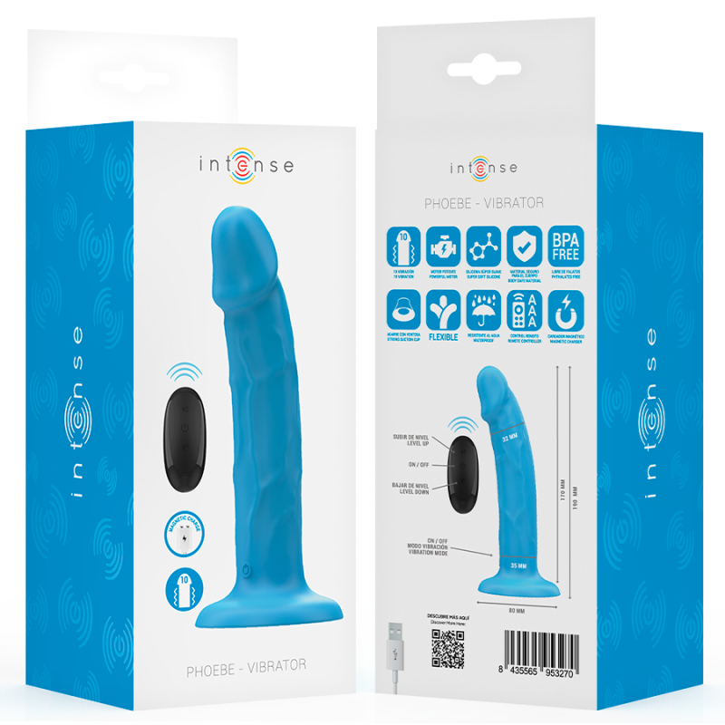 Phoebe Vibrador Realistico Azul Control Remoto