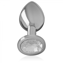Plug Anal Metálico con Cristal Plata Talla L
