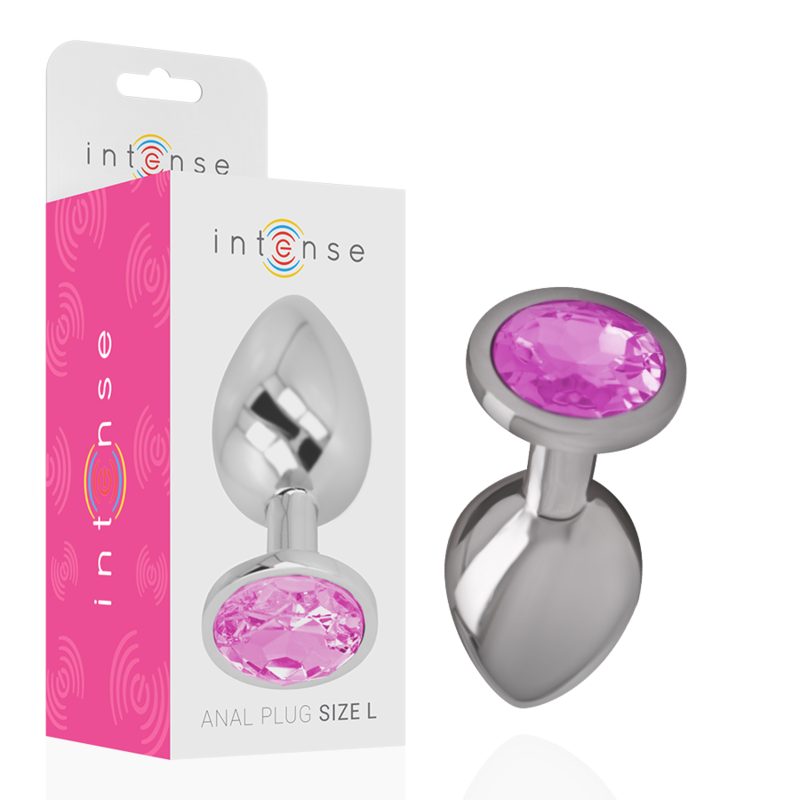 Plug Anal Metálico con Cristal Rosa Talla L