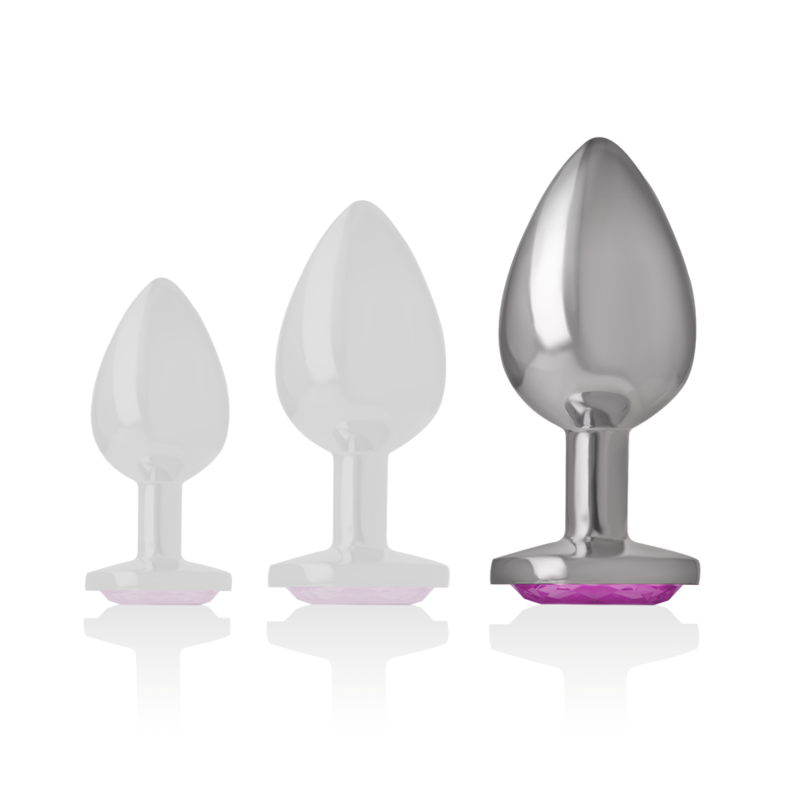 Plug Anal Metálico con Cristal Rosa Talla L