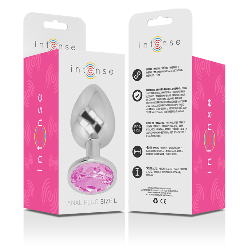Plug Anal Metálico con Cristal Rosa Talla L