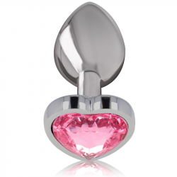Plug Anal Metálico Corazón Rosa Talla M