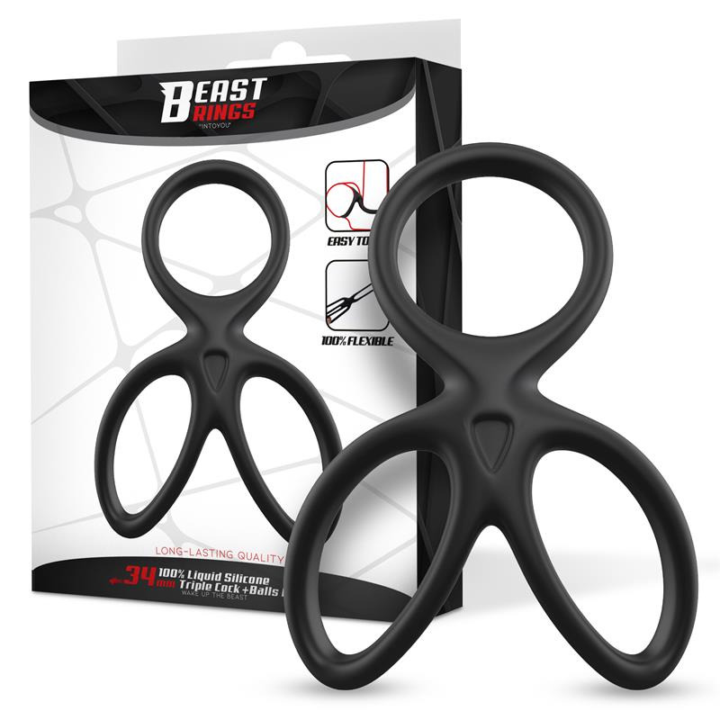 Anillo Triple Pene y Testículos Flexible
