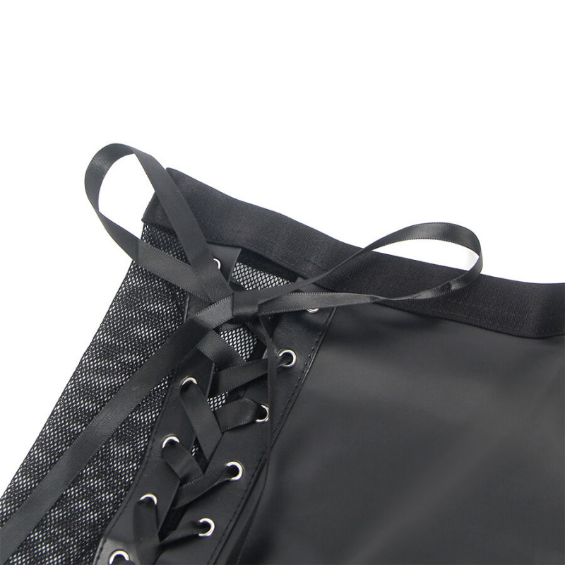 Conjunto Sujetador y Falda Cuero Negro