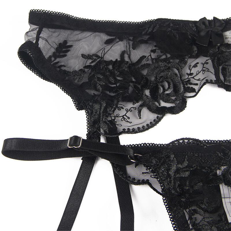 Set de 3 Piezas Estampado Floral Negro