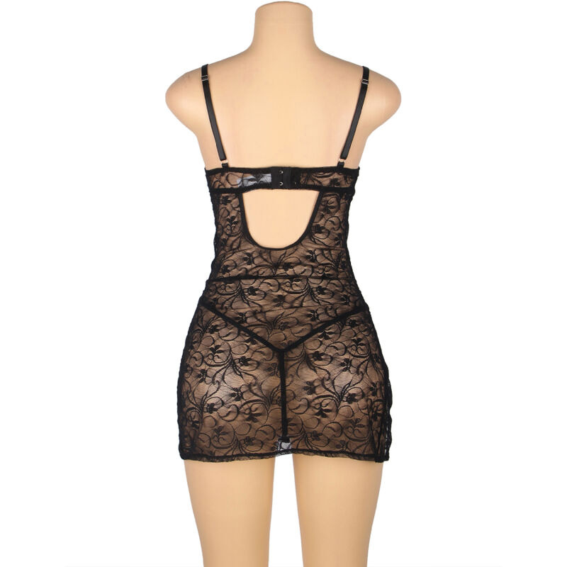 Babydoll de Encaje con Tirantes Negro