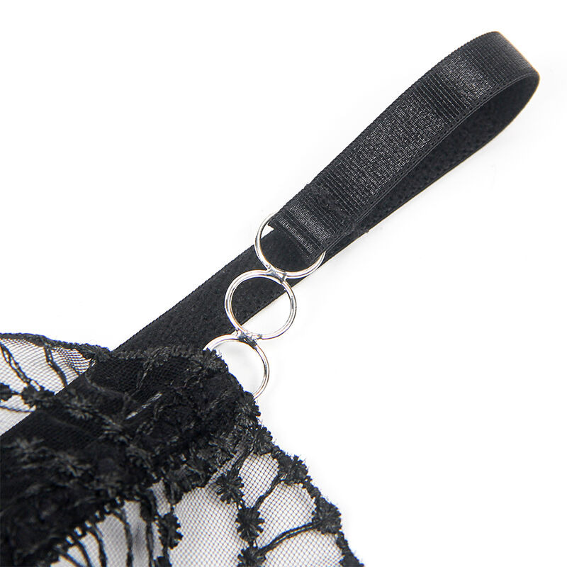 Body Transparente con Encaje Hueco Negro