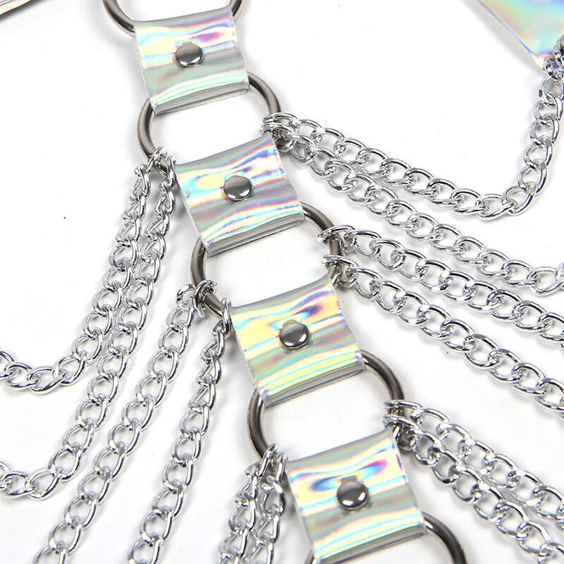 Arnés de Pecho con Anillos y Cadenas Plata