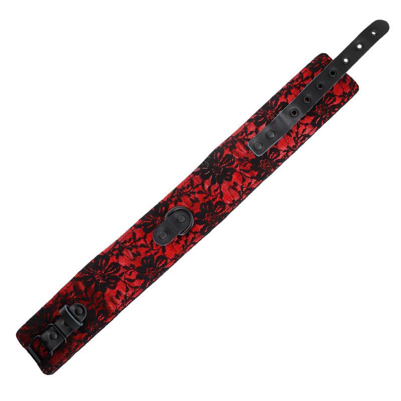 Collar con Correa de Encaje Rojo