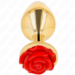 Plug Anal Dorado Rosa Roja L