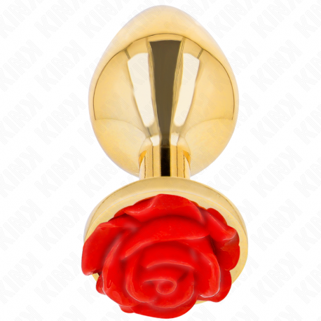 Plug Anal Dorado Rosa Roja L
