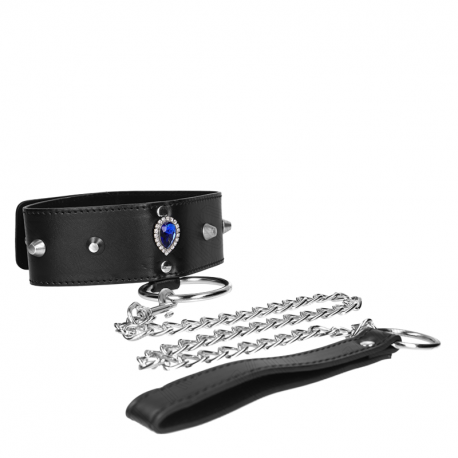 Collar con Correa con Diamante Azul